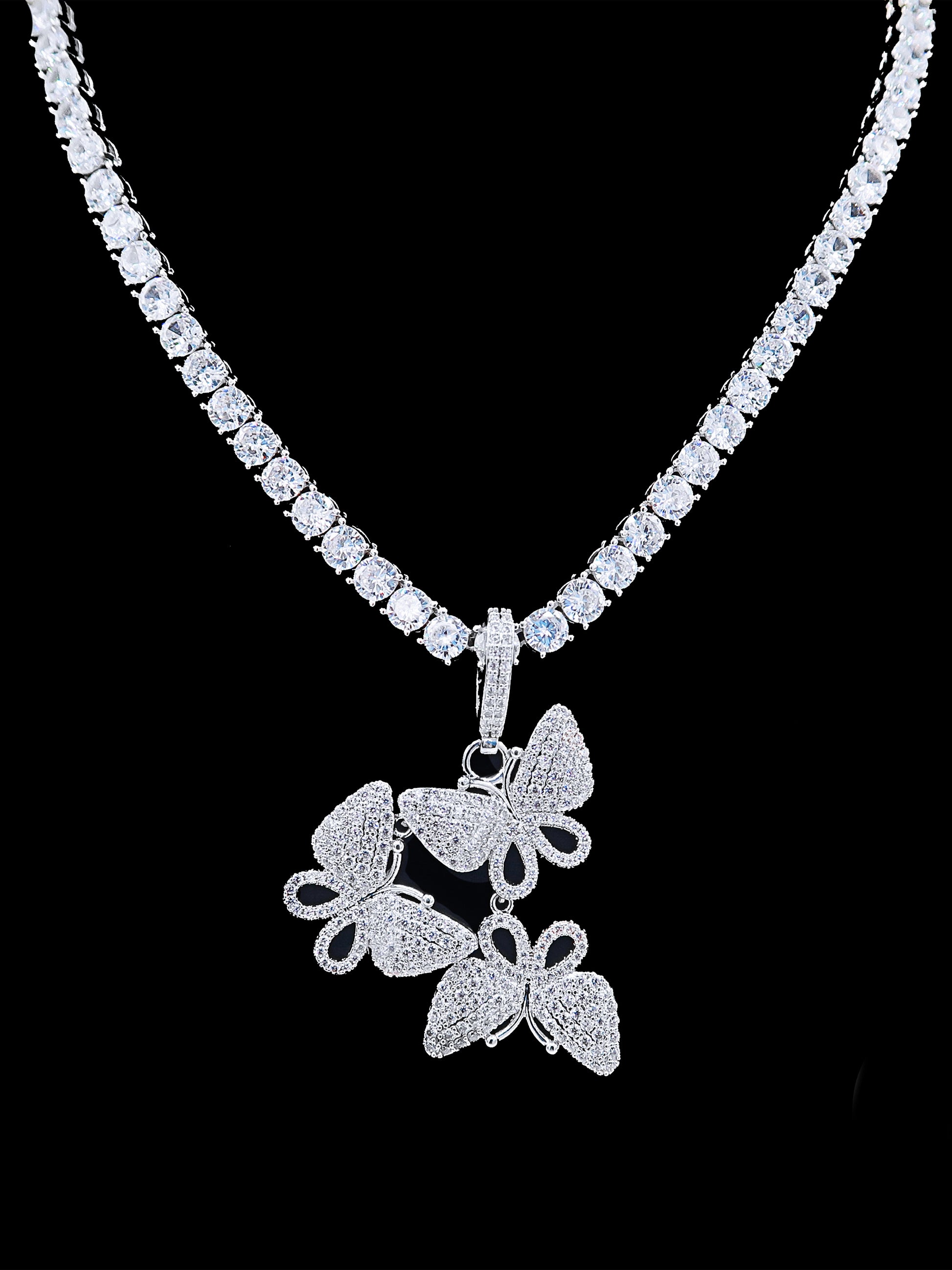 TRIO BUTTERFLY TENNIS NECKLACE - LILÈ - Necklace - LILÈ - online jewellery store - jewelry online - affordable jewellery online Australia