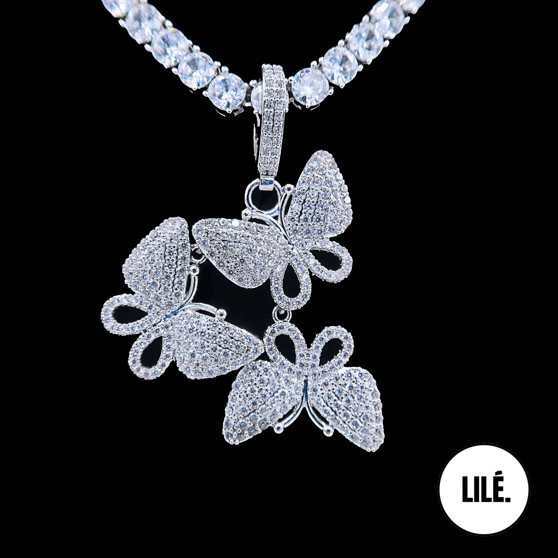TRIO BUTTERFLY TENNIS NECKLACE - LILÈ - Necklace - LILÈ - online jewellery store - jewelry online - affordable jewellery online Australia