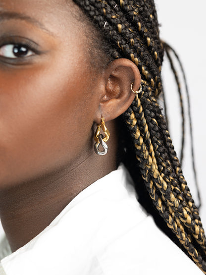 DEUX TONE EARRINGS | 18K Gold & Silver - LILÈ - Earring - LILÈ - online jewellery store - jewelry online - affordable jewellery online Australia